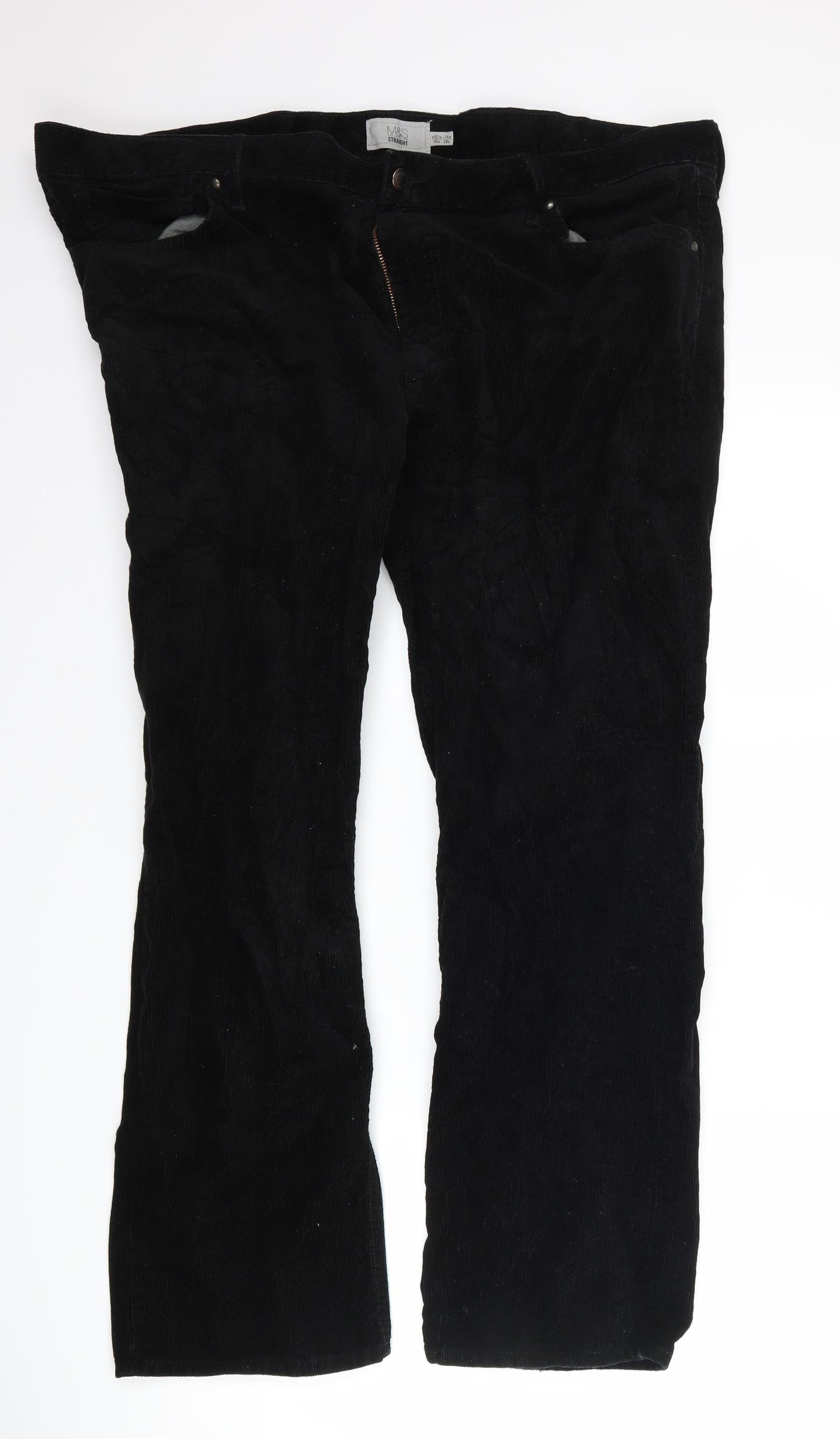 Marks and Spencer Mens Black  Corduroy Trousers  Size 42 L29 in