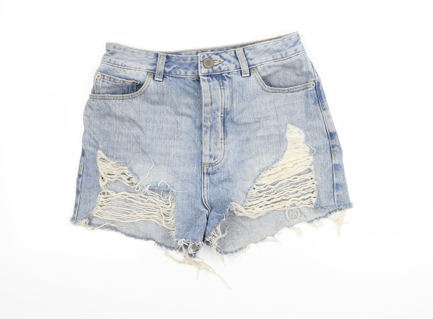 ASOS Womens Blue  Denim Hot Pants Shorts Size 10 - Distressed