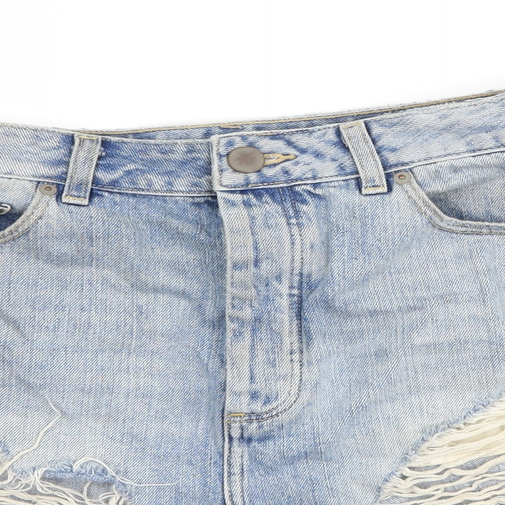 ASOS Womens Blue  Denim Hot Pants Shorts Size 10 - Distressed