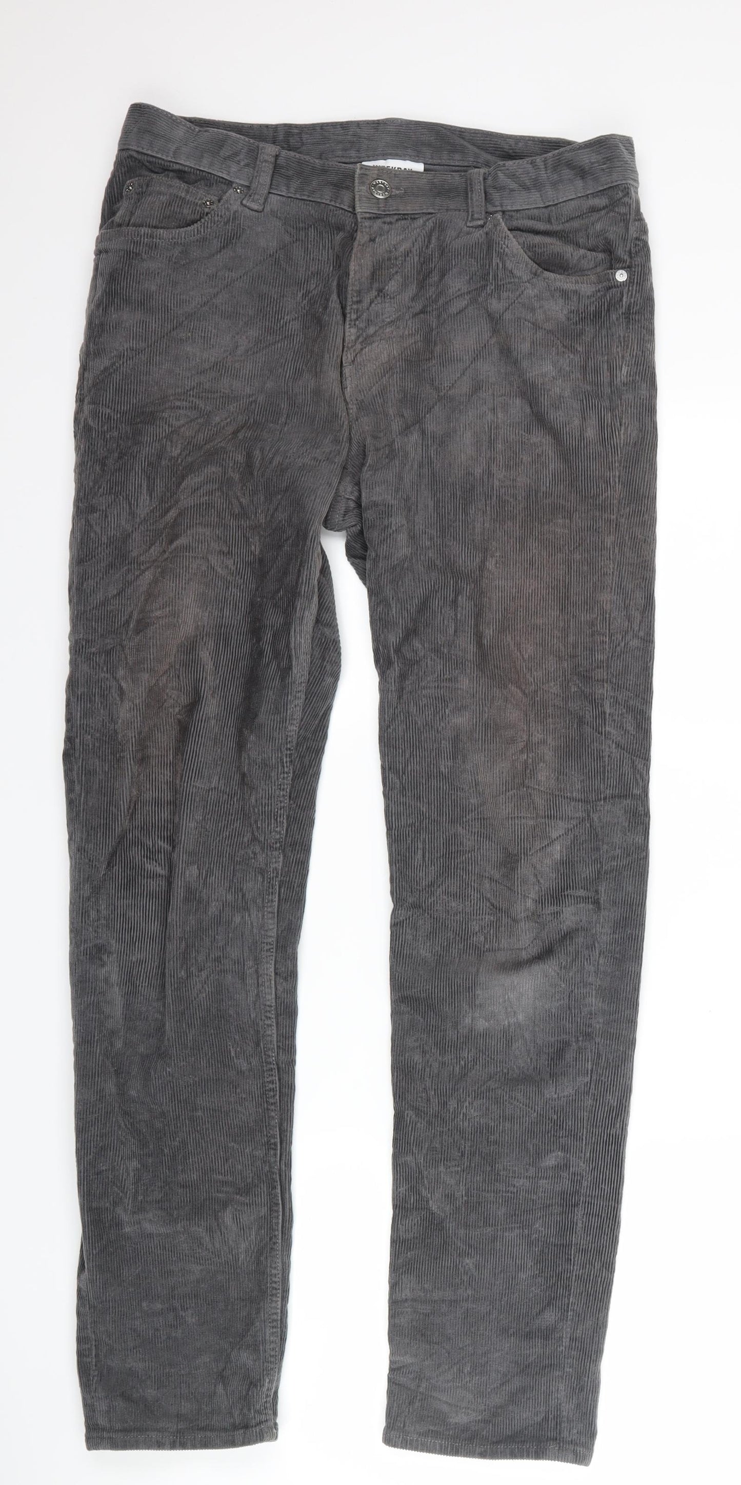 Weekday Mens Grey  Corduroy Trousers  Size 30 L30 in