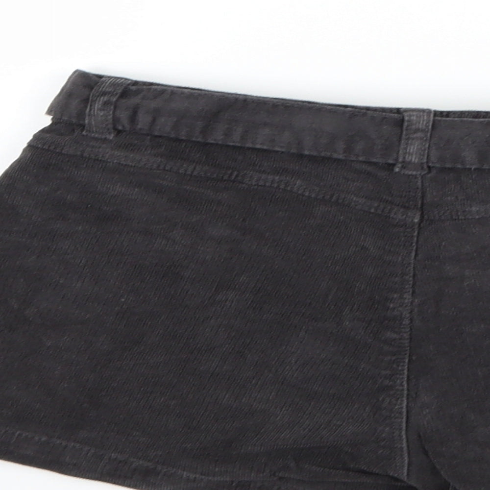 Zara Girls Black  Corduroy Boyfriend Shorts Size 10 Years - Belt included