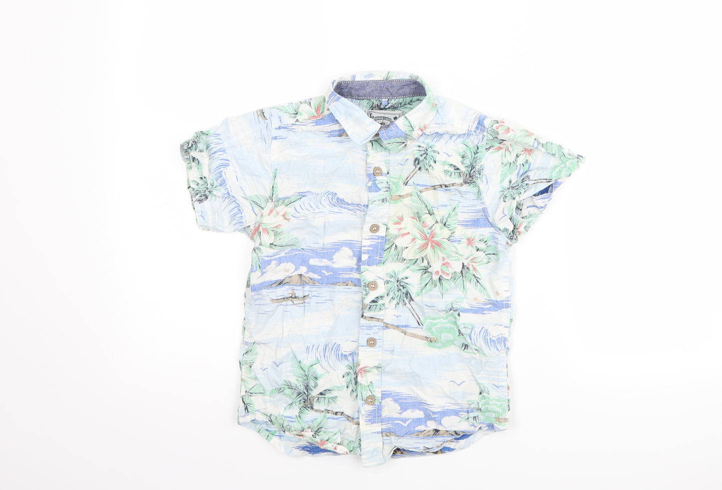 TU Boys Blue   Basic Button-Up Size 7 Years  - Hawaiian