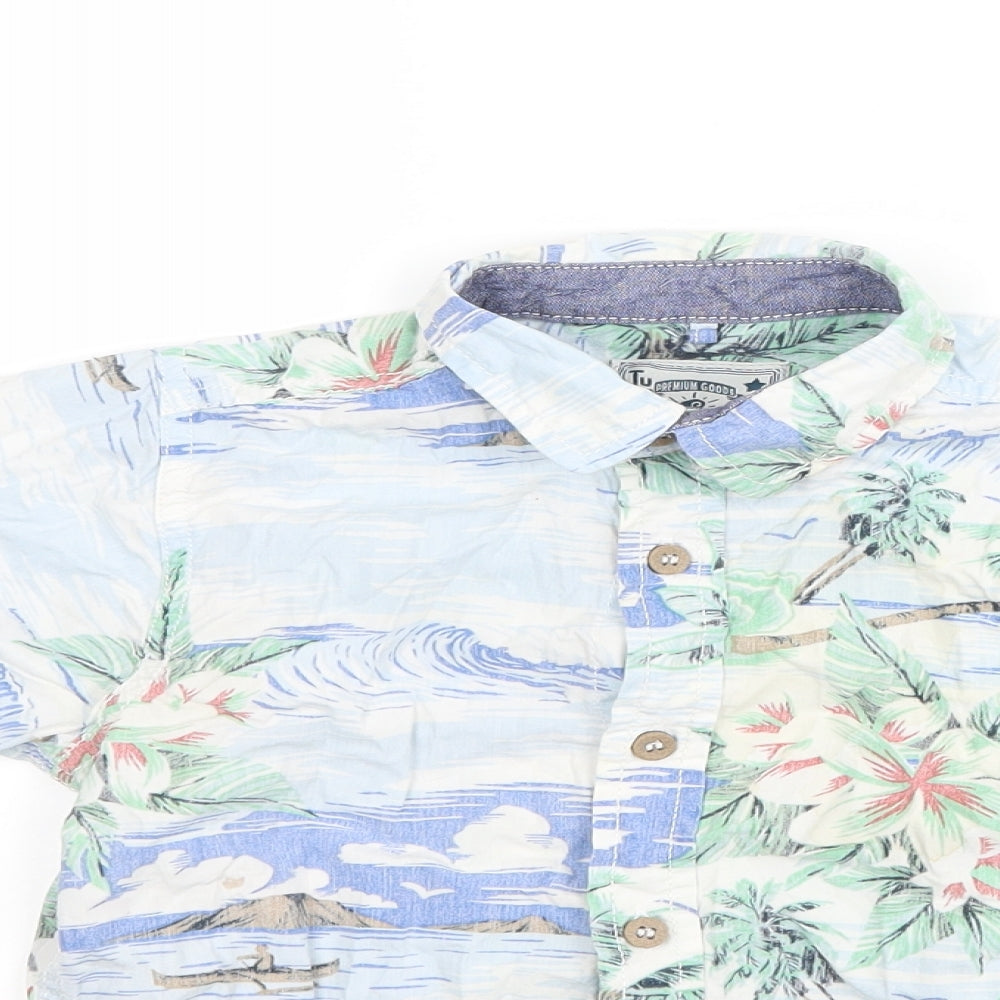 TU Boys Blue   Basic Button-Up Size 7 Years  - Hawaiian