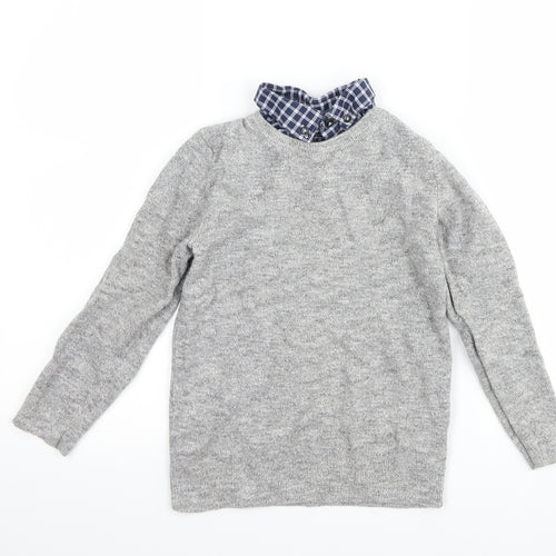 NEXT Boys Grey Check  Pullover Jumper Size 7 Years