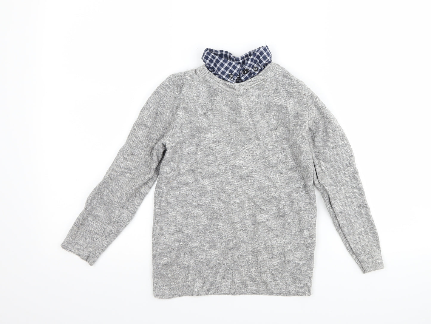 NEXT Boys Grey Check  Pullover Jumper Size 7 Years