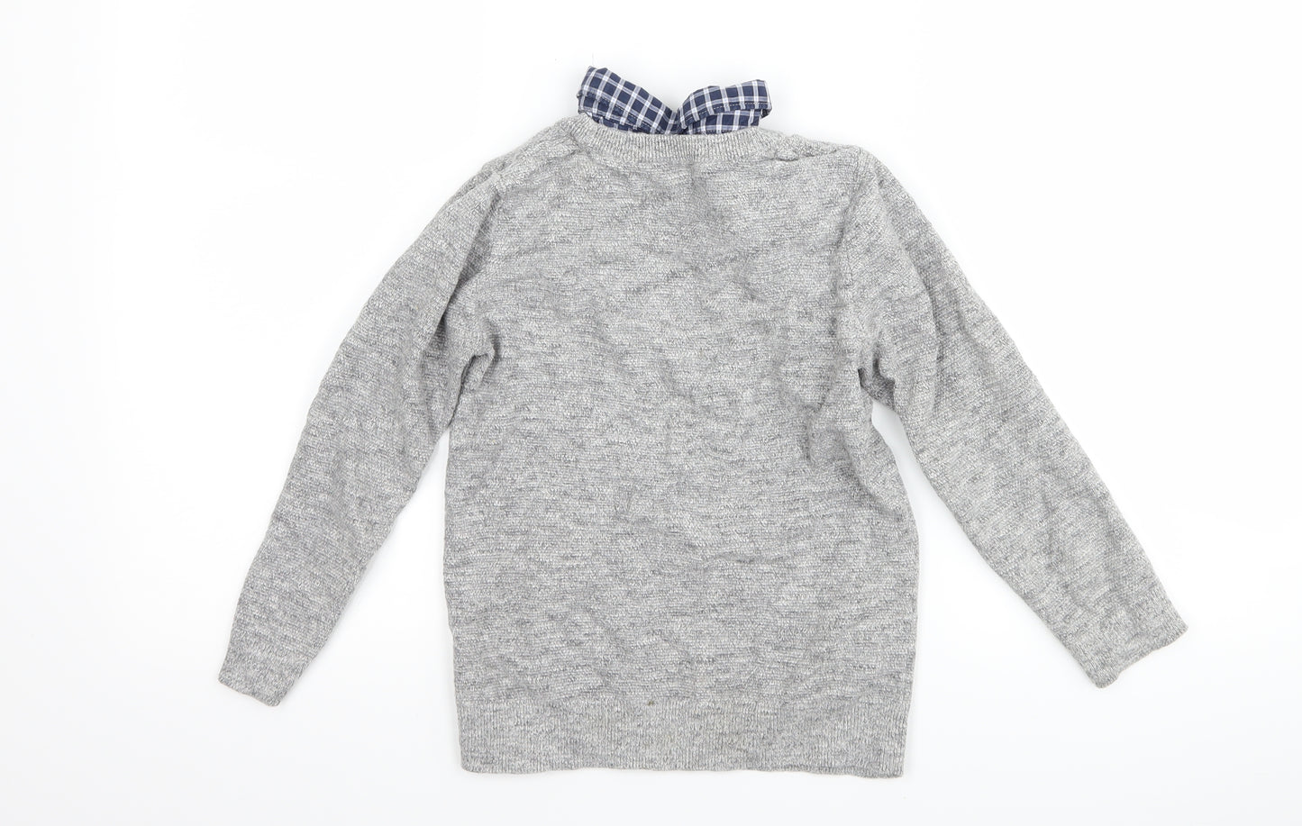 NEXT Boys Grey Check  Pullover Jumper Size 7 Years