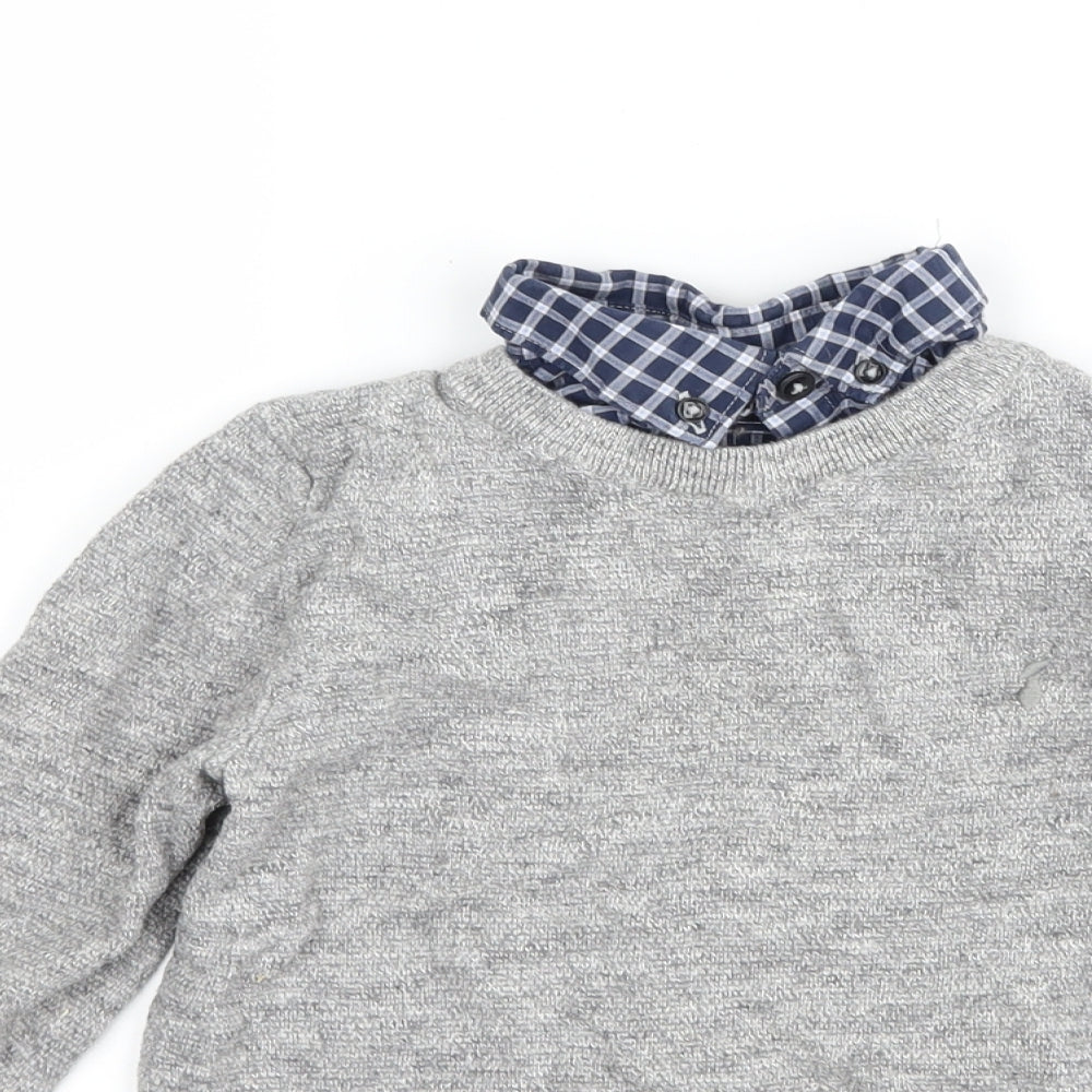 NEXT Boys Grey Check  Pullover Jumper Size 7 Years