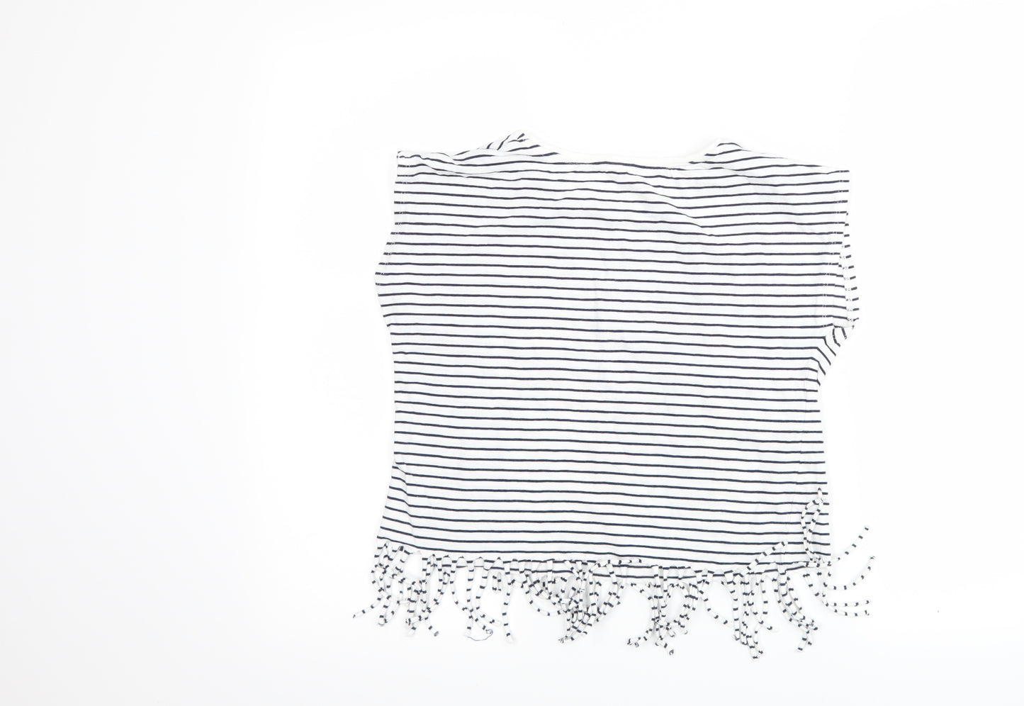 Nutmeg Girls White Striped  Basic T-Shirt Size 12-13 Years  - smile