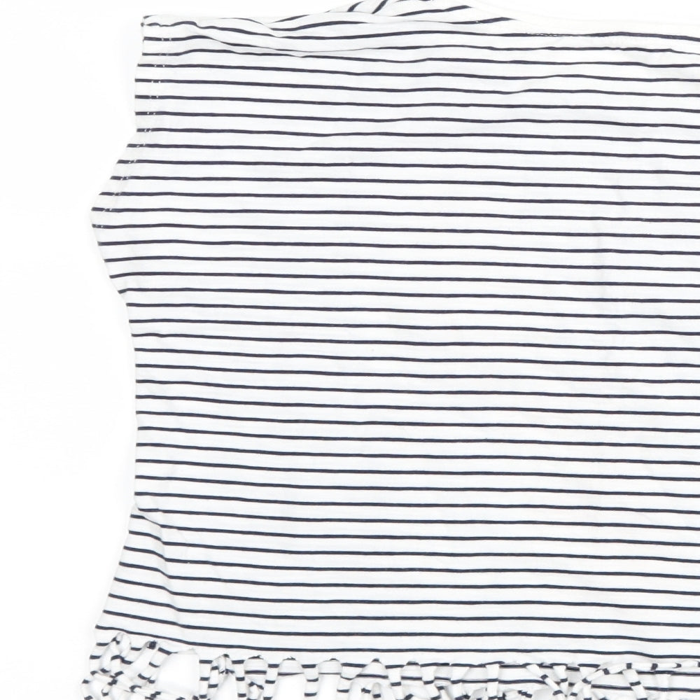 Nutmeg Girls White Striped  Basic T-Shirt Size 12-13 Years  - smile