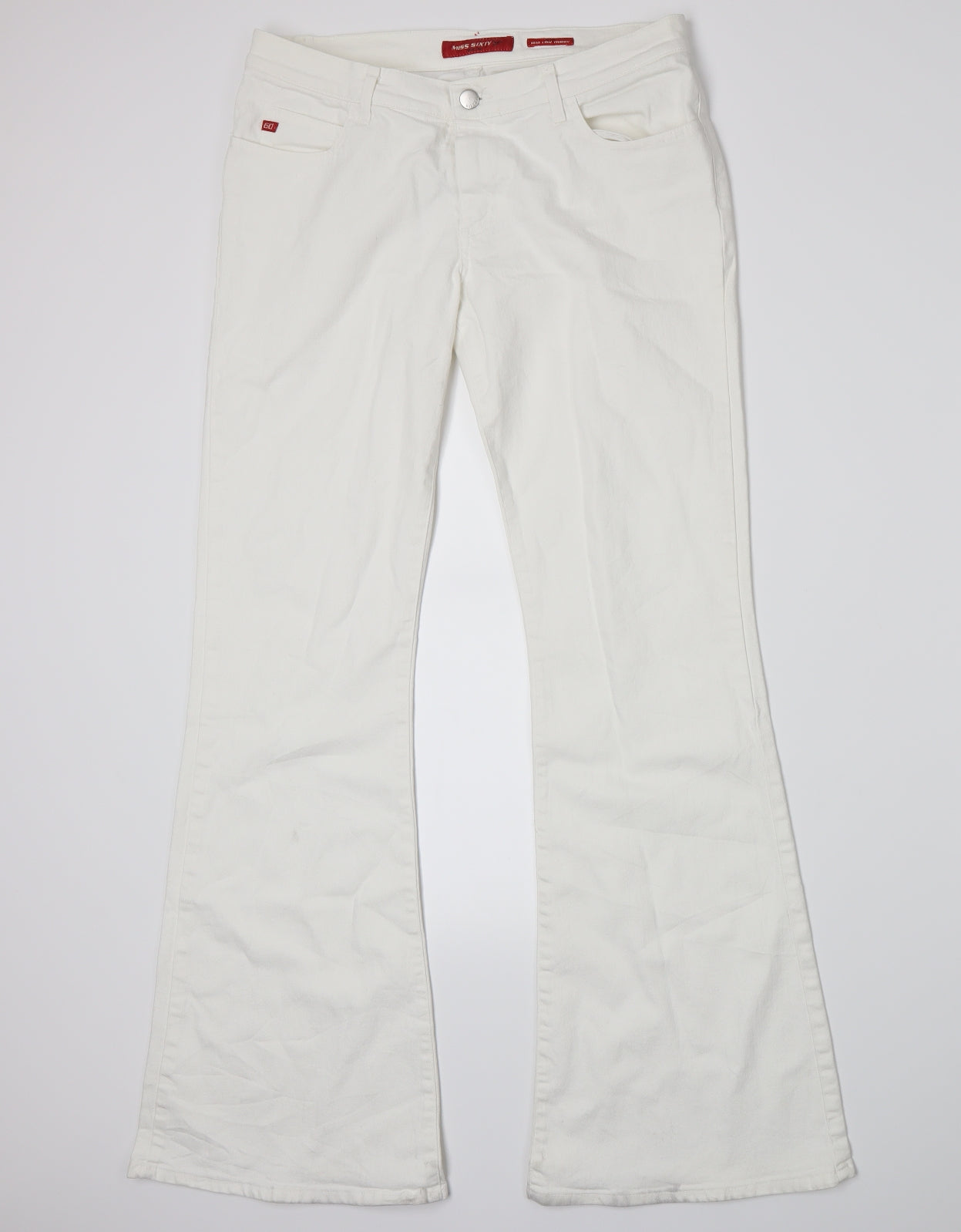 Miss Sixty Womens White  Denim Flared Jeans Size 12 L32 in