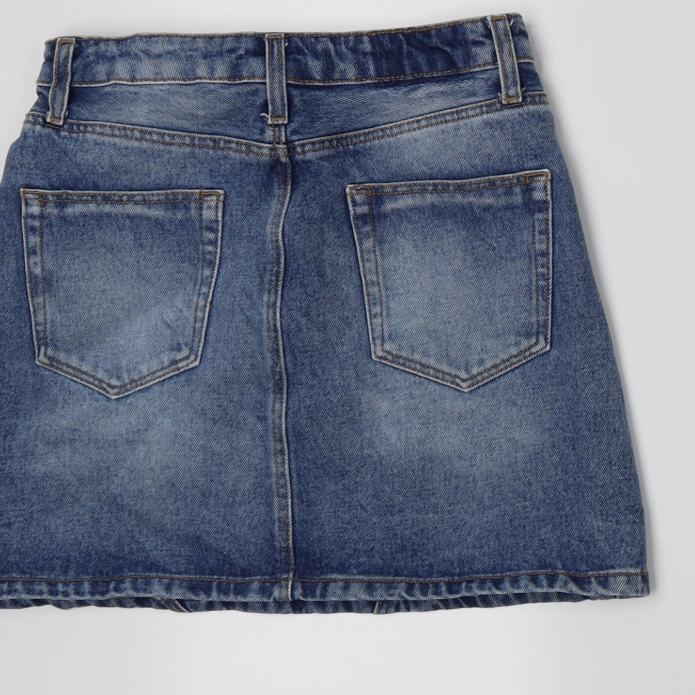 Stradivarius Womens Blue  Denim A-Line Skirt Size 6
