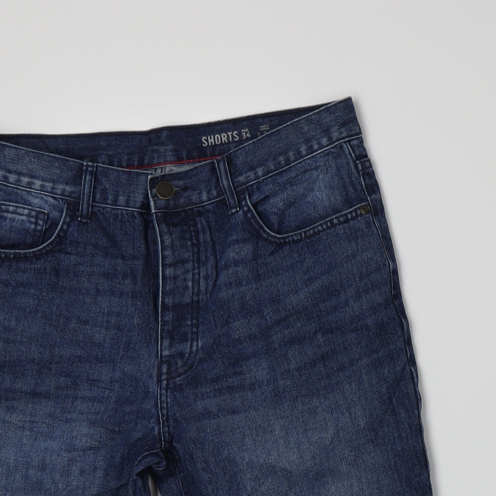 F&F Mens Blue  Denim Bermuda Shorts Size 34