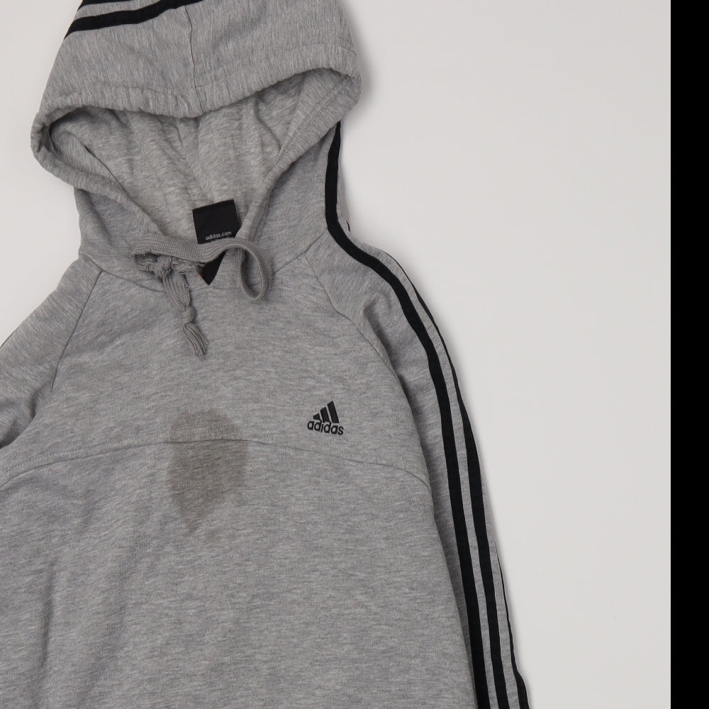 adidas Mens Grey  Jersey Pullover Hoodie Size L