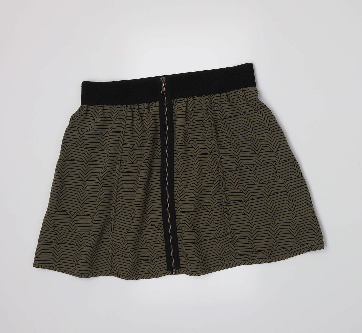 Silence + Noise Womens Green Geometric  A-Line Skirt Size M