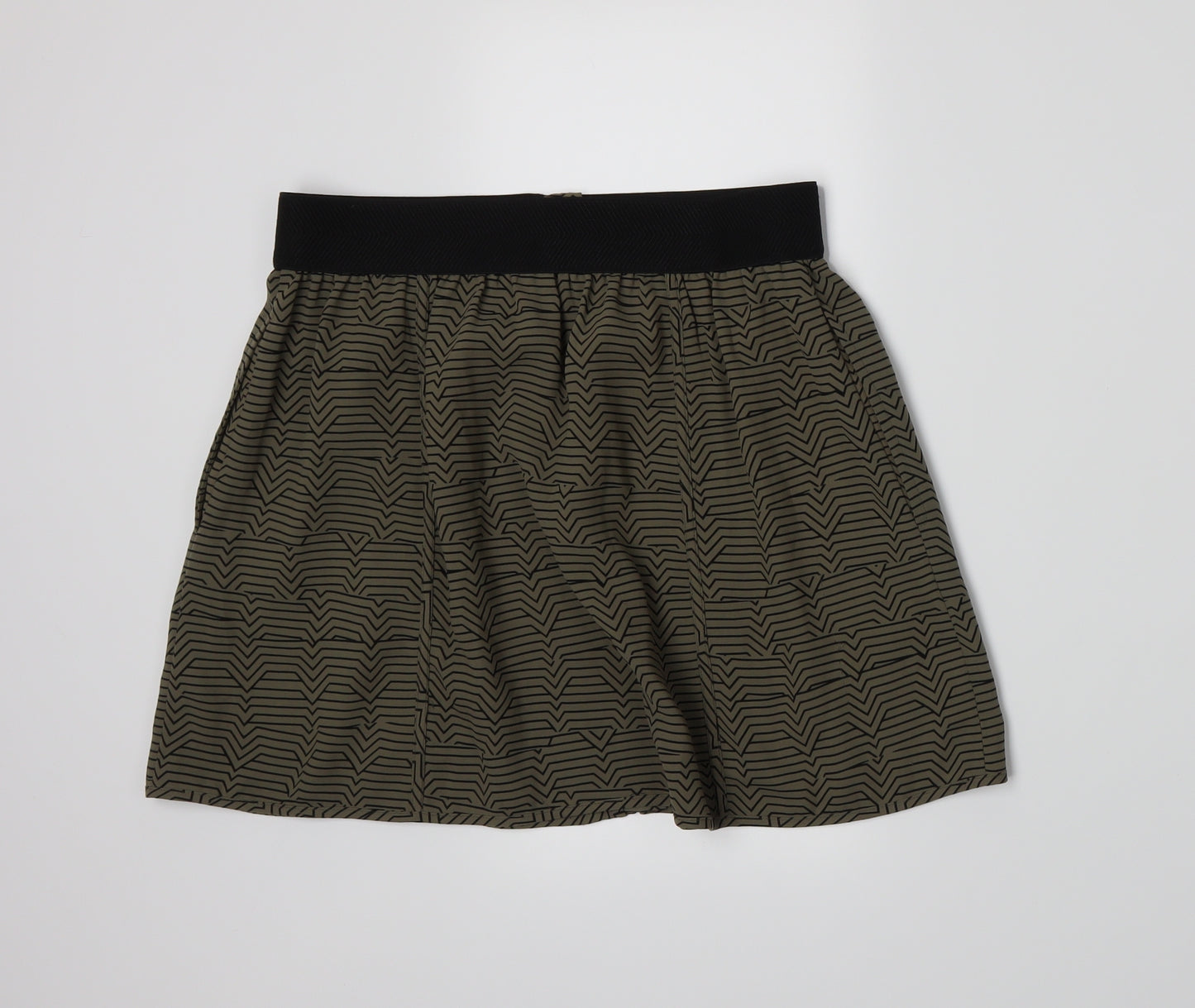 Silence + Noise Womens Green Geometric  A-Line Skirt Size M