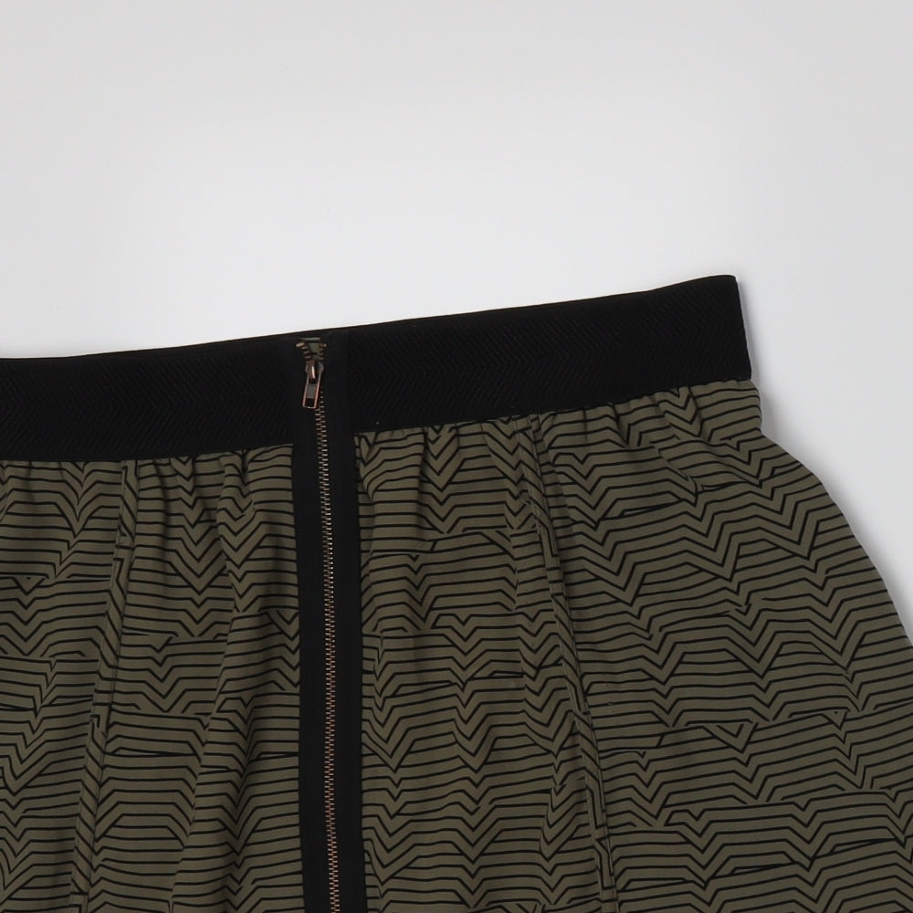 Silence + Noise Womens Green Geometric  A-Line Skirt Size M