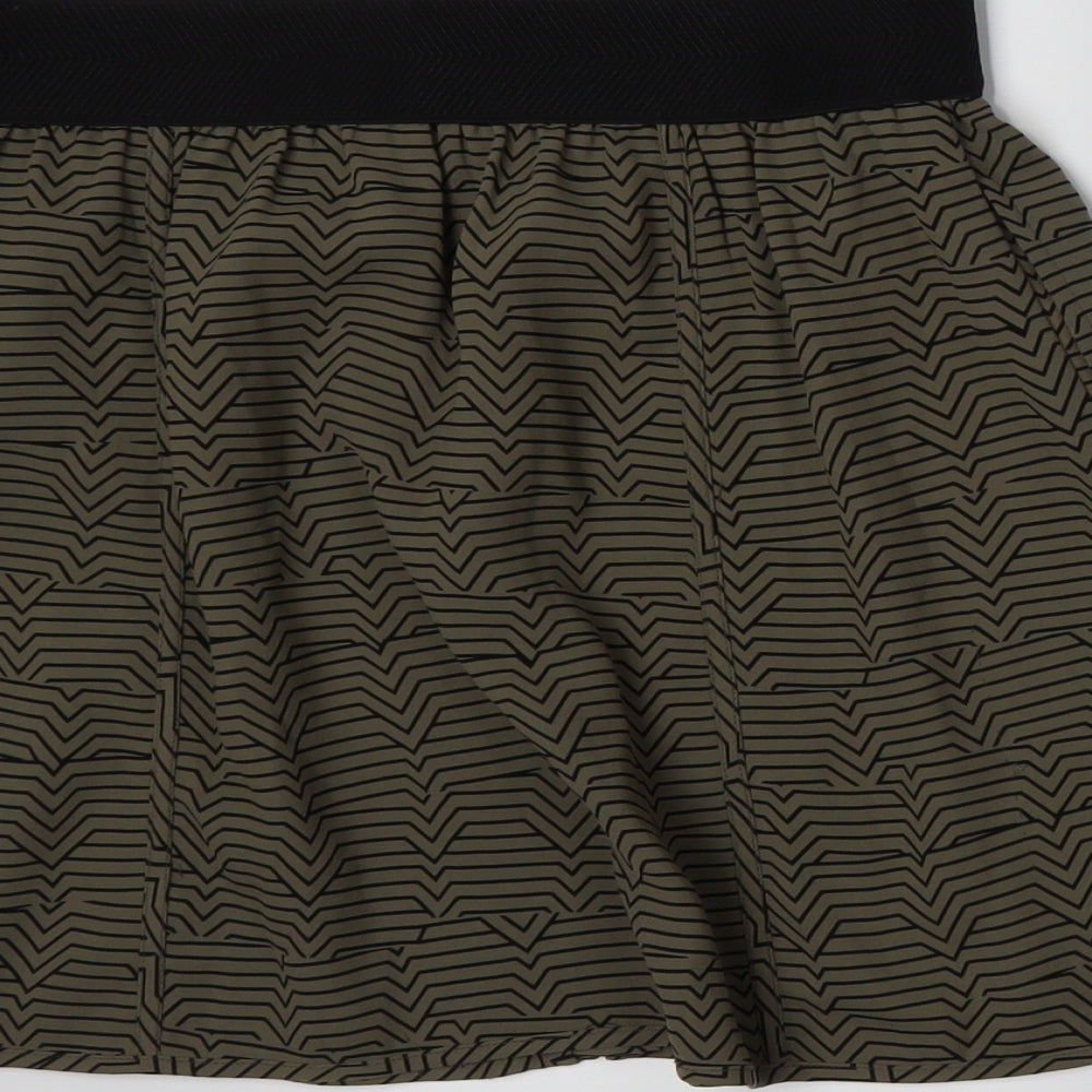 Silence + Noise Womens Green Geometric  A-Line Skirt Size M
