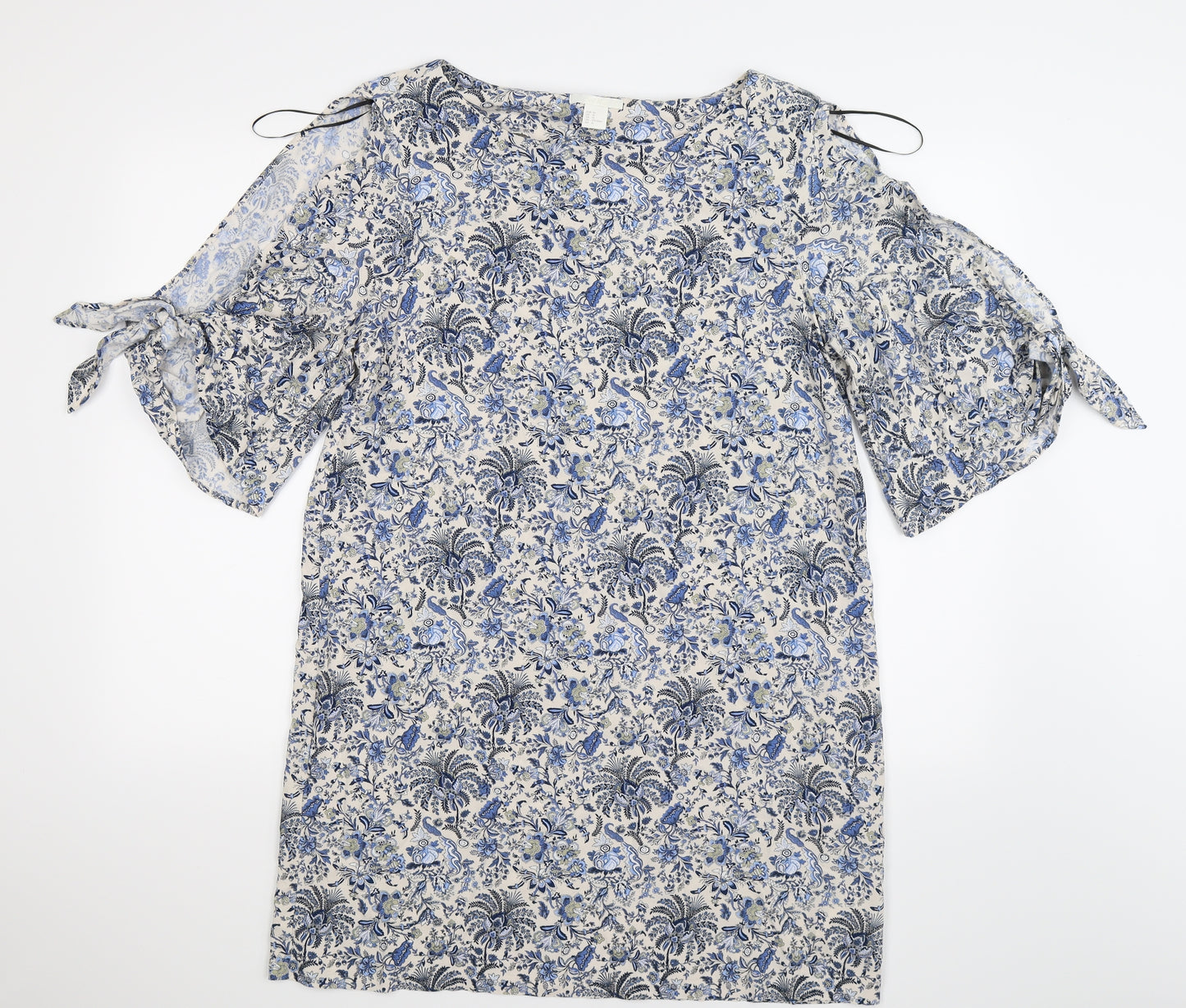 H&M Womens Blue Floral  Tunic T-Shirt Size 20