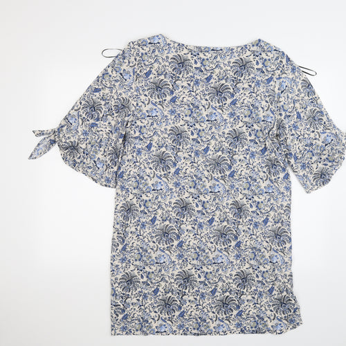 H&M Womens Blue Floral  Tunic T-Shirt Size 20