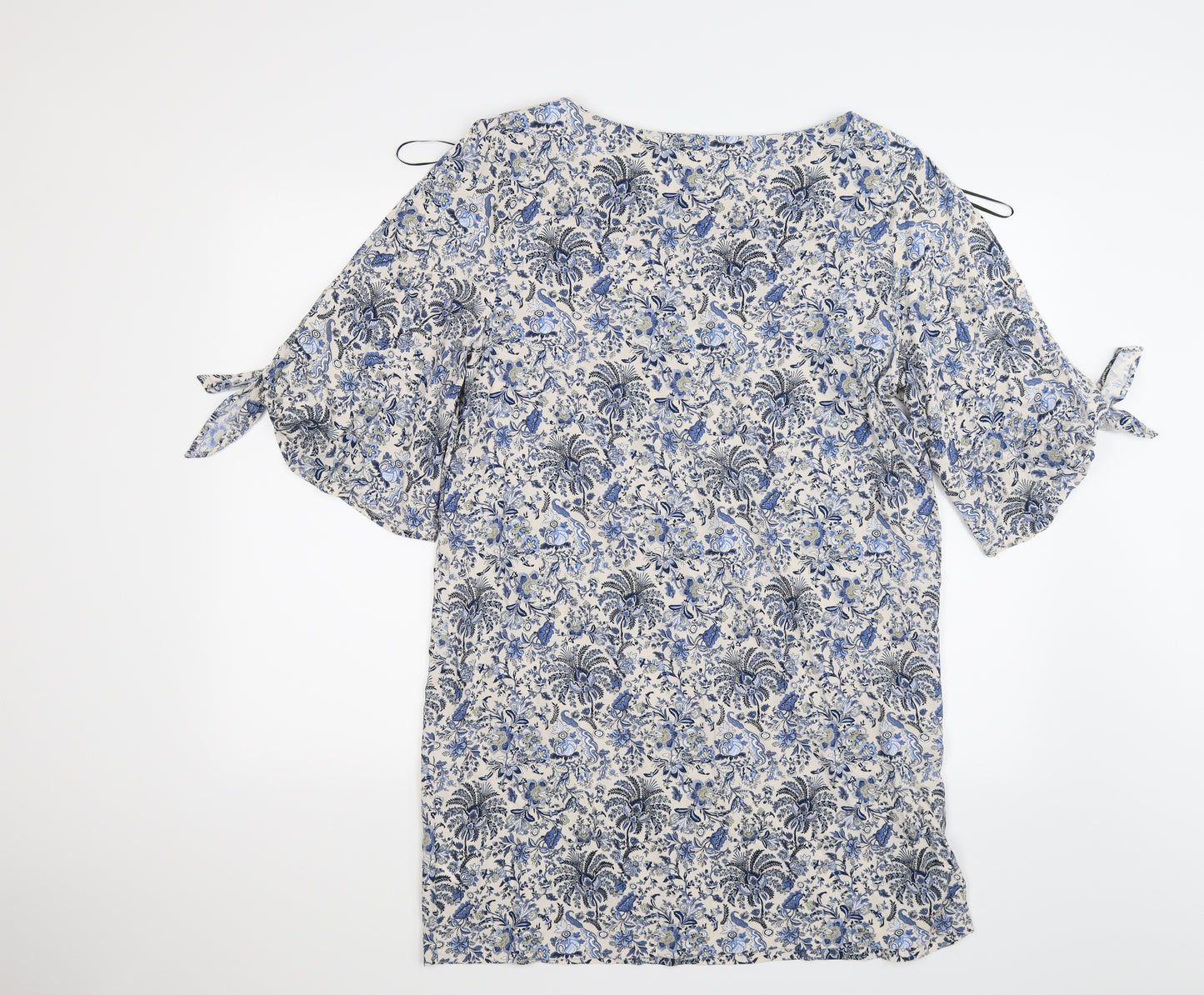 H&M Womens Blue Floral  Tunic T-Shirt Size 20