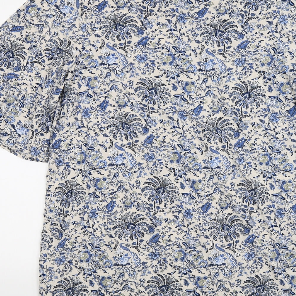 H&M Womens Blue Floral  Tunic T-Shirt Size 20