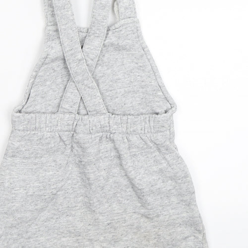 NEXT Girls Grey   Pinafore/Dungaree Dress  Size 2-3 Years  - BEAR FRONT