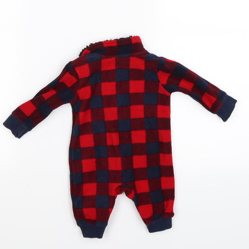 Nutmeg Boys Red Check Fleece Coverall One-Piece Size Newborn