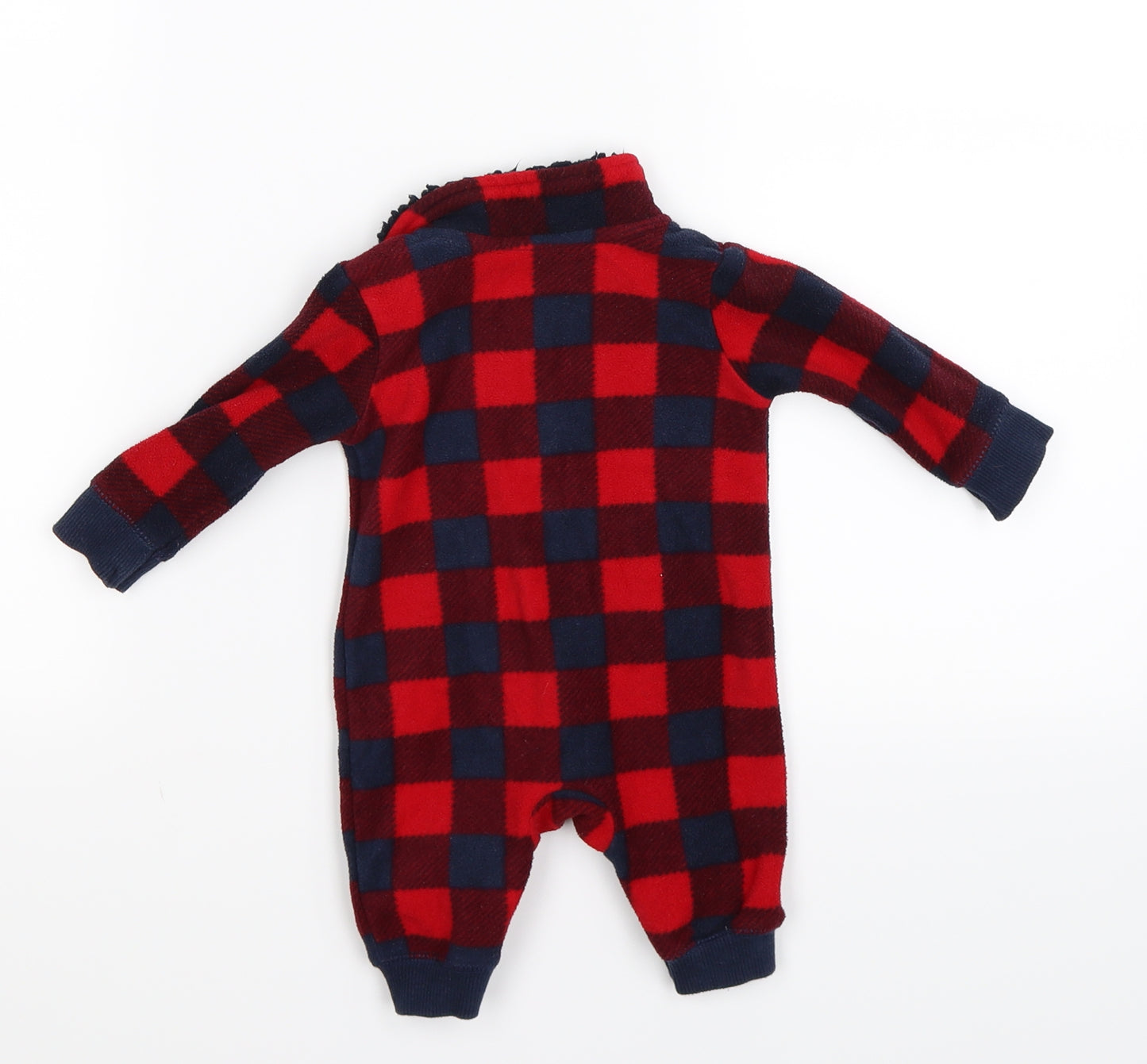 Nutmeg Boys Red Check Fleece Coverall One-Piece Size Newborn