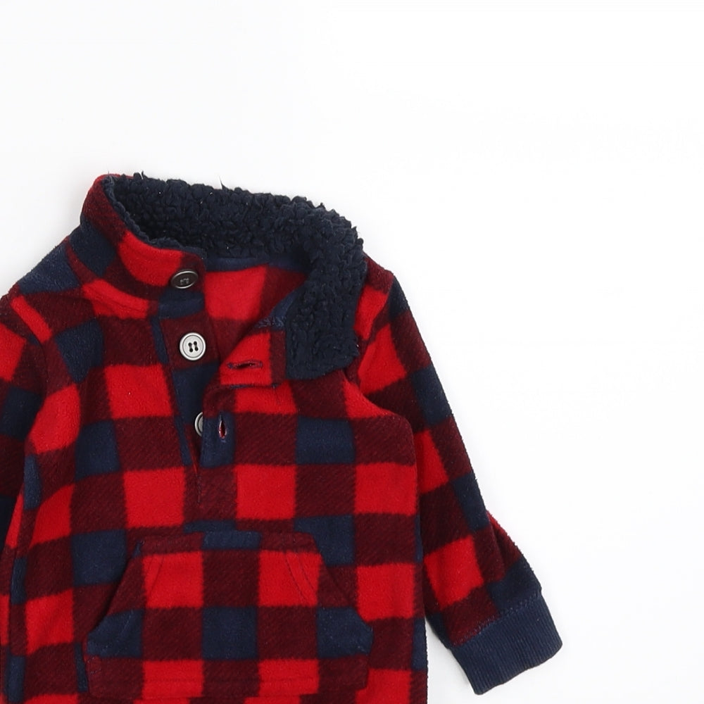Nutmeg Boys Red Check Fleece Coverall One-Piece Size Newborn
