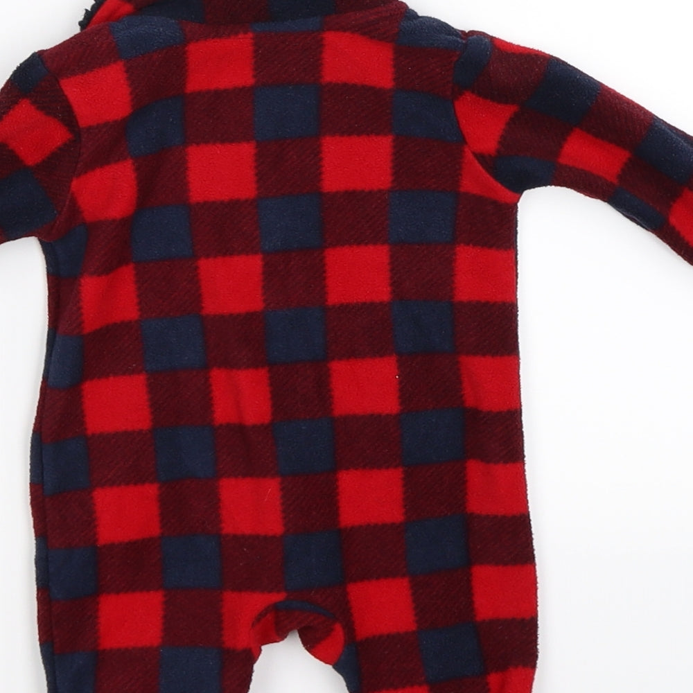Nutmeg Boys Red Check Fleece Coverall One-Piece Size Newborn
