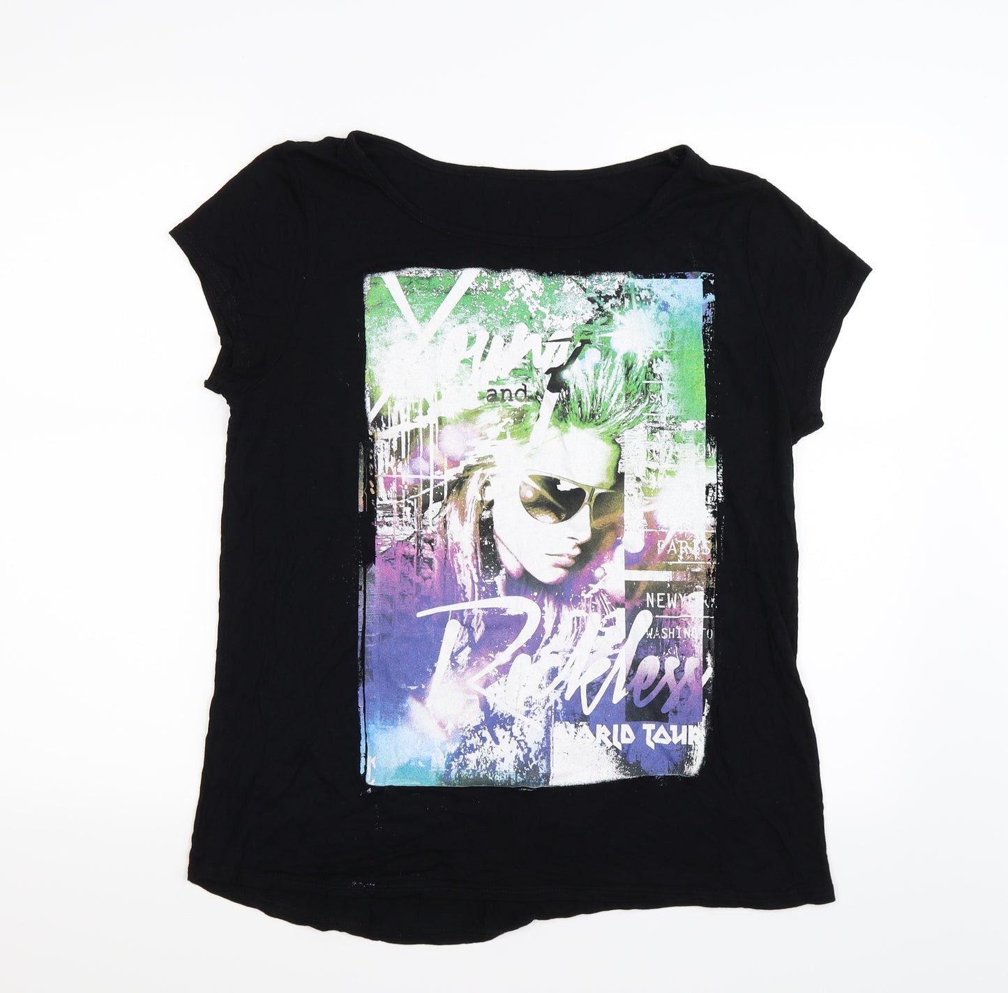 HOT TIN ROOF Womens Black   Basic T-Shirt Size XL  - YOUNG AND RECKLESS