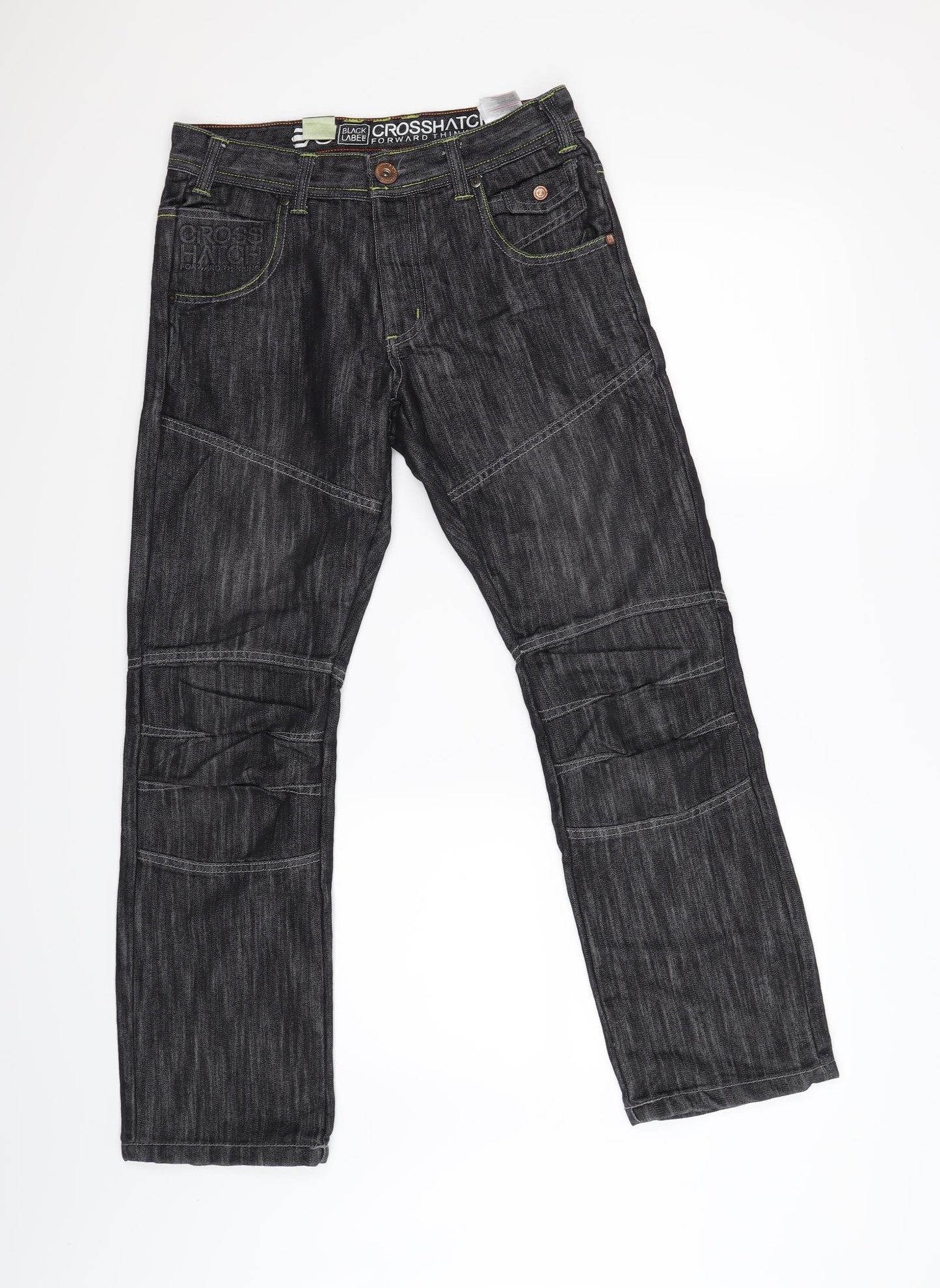 Crosshatch Mens Black  Denim Capri Jeans Size 28 L32 in