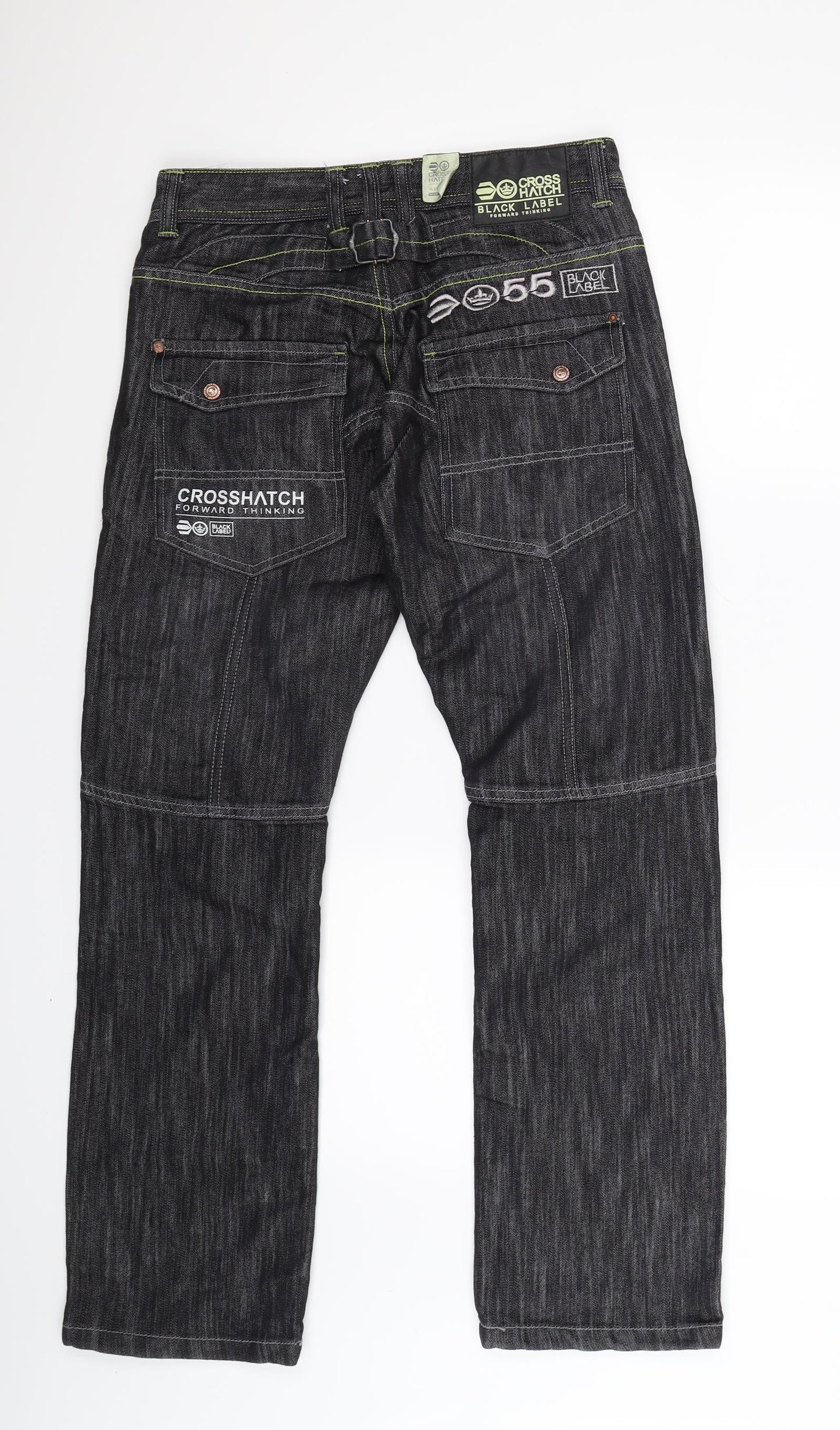 Crosshatch Mens Black  Denim Capri Jeans Size 28 L32 in