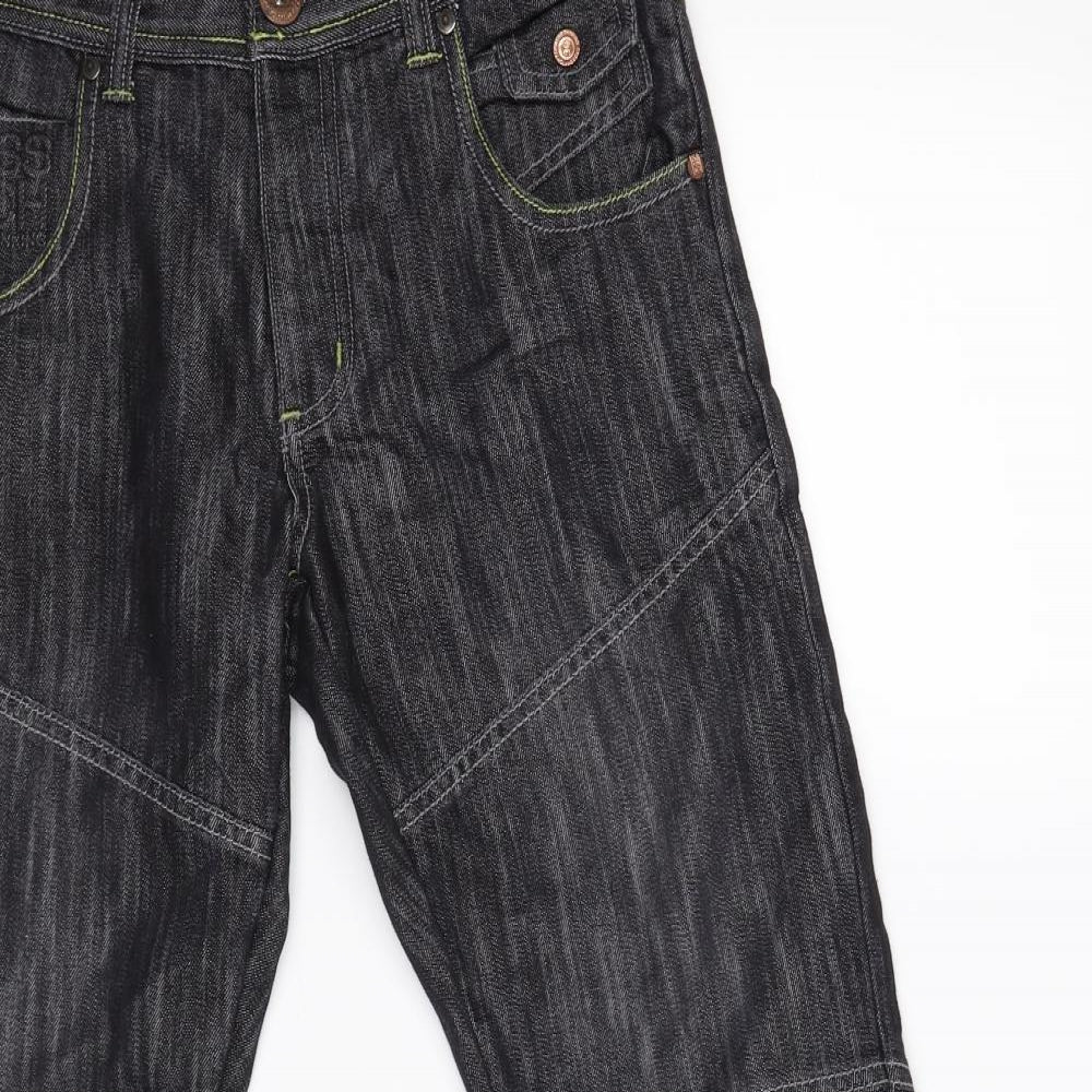 Crosshatch Mens Black  Denim Capri Jeans Size 28 L32 in