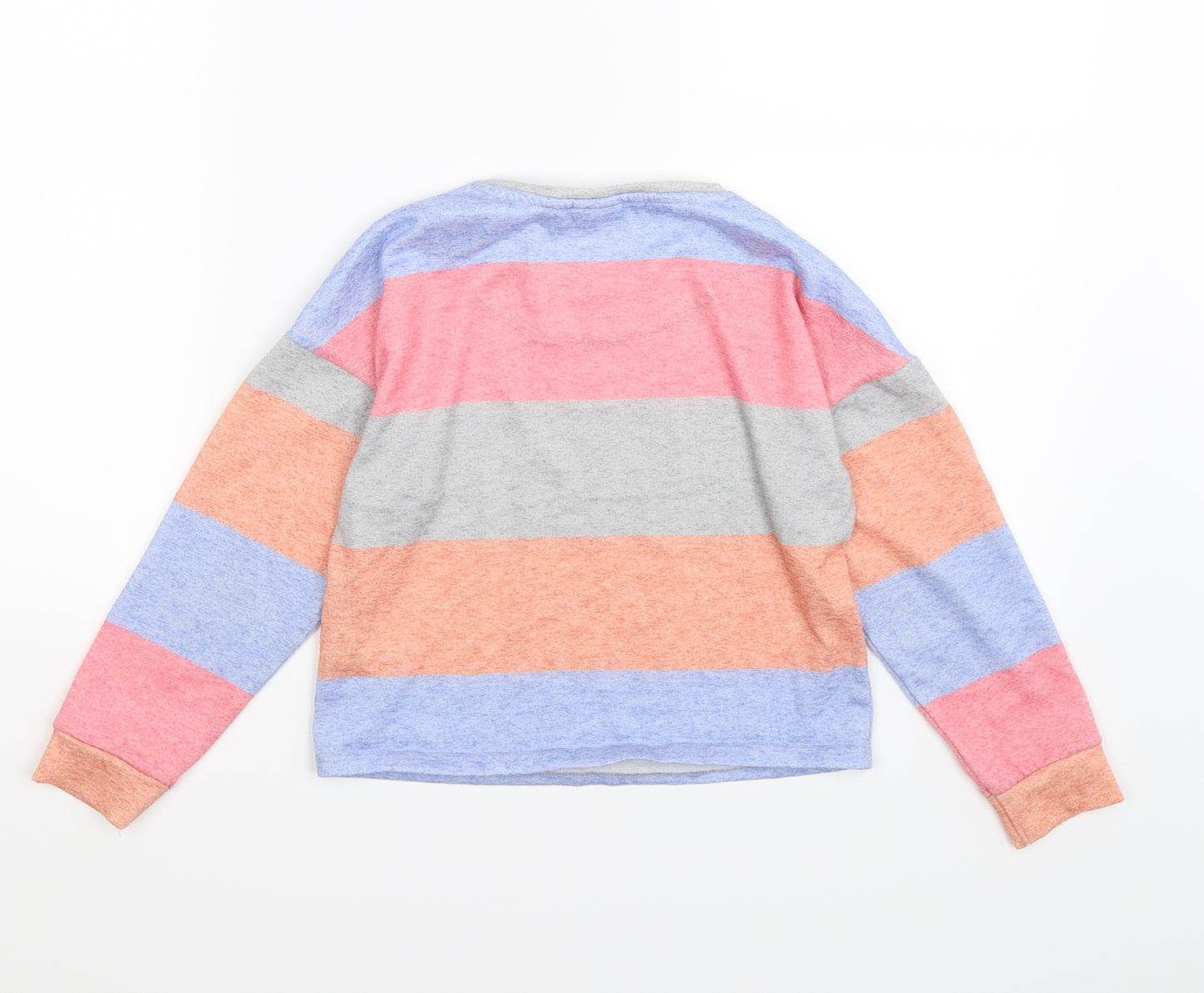 F&F Girls Multicoloured Striped Knit Pullover Sweatshirt Size 7 Years  - cropped