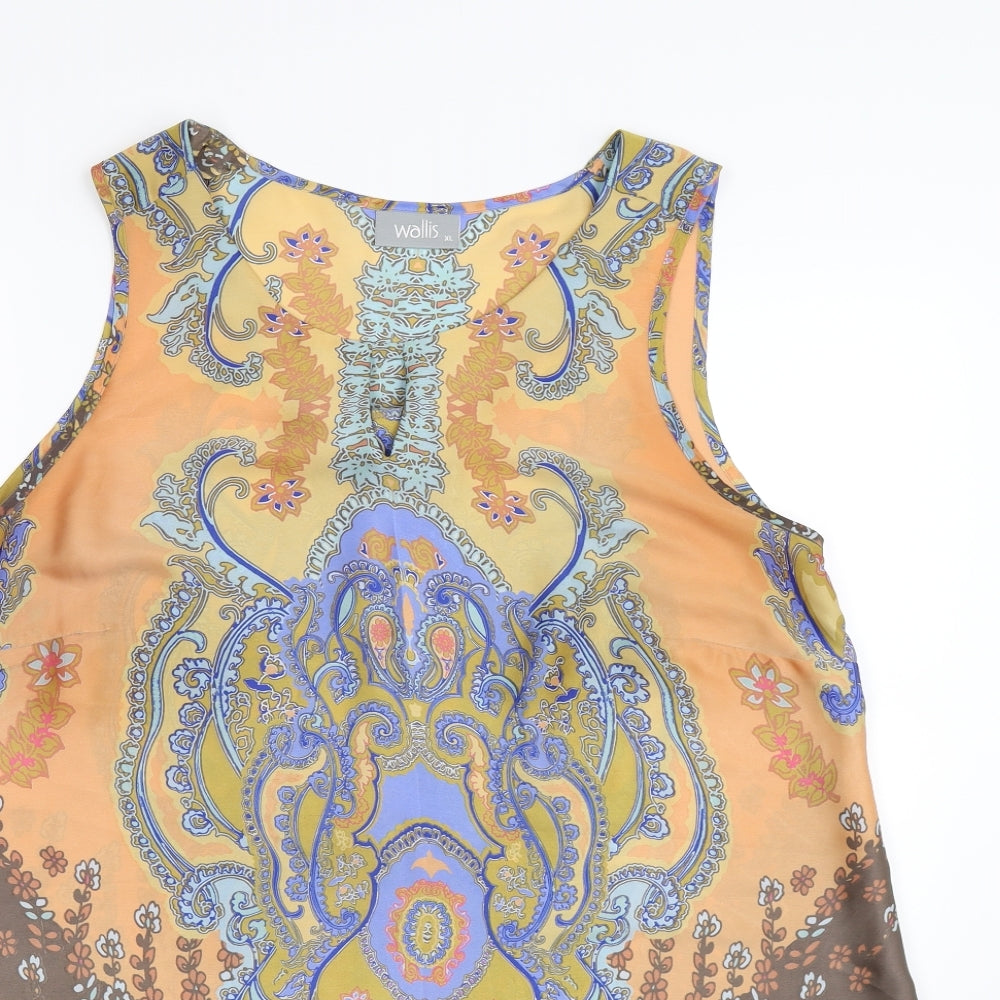 Wallis Womens Brown Floral Satin Tunic T-Shirt Size XL
