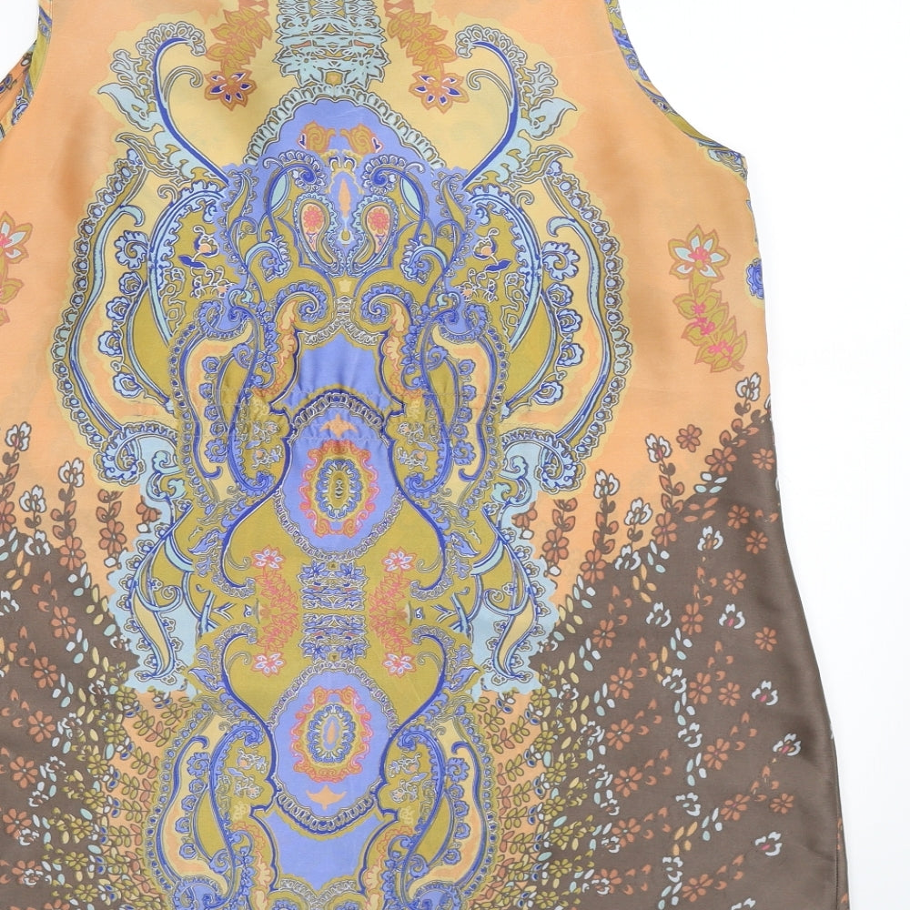 Wallis Womens Brown Floral Satin Tunic T-Shirt Size XL
