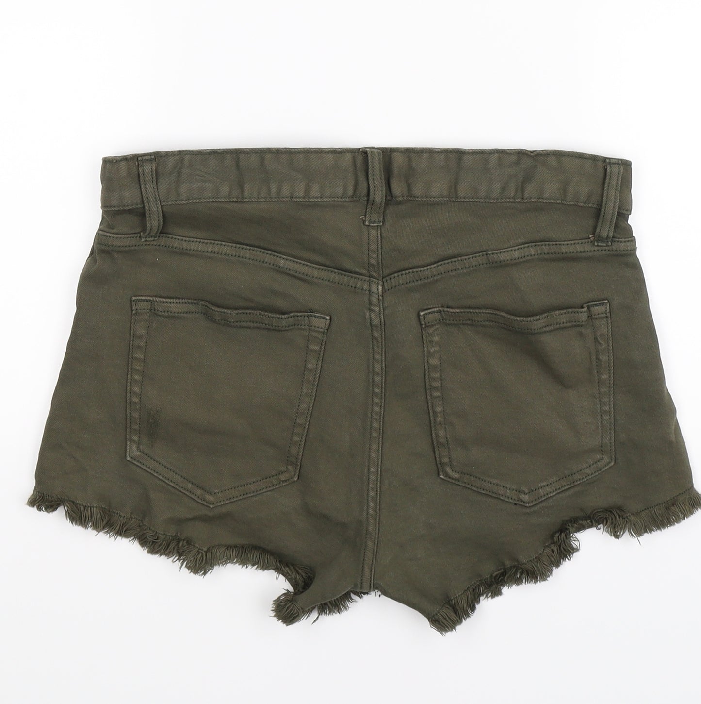 H&M Womens Green  Denim Hot Pants Shorts Size 8