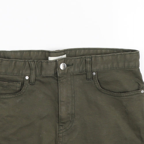 H&M Womens Green  Denim Hot Pants Shorts Size 8