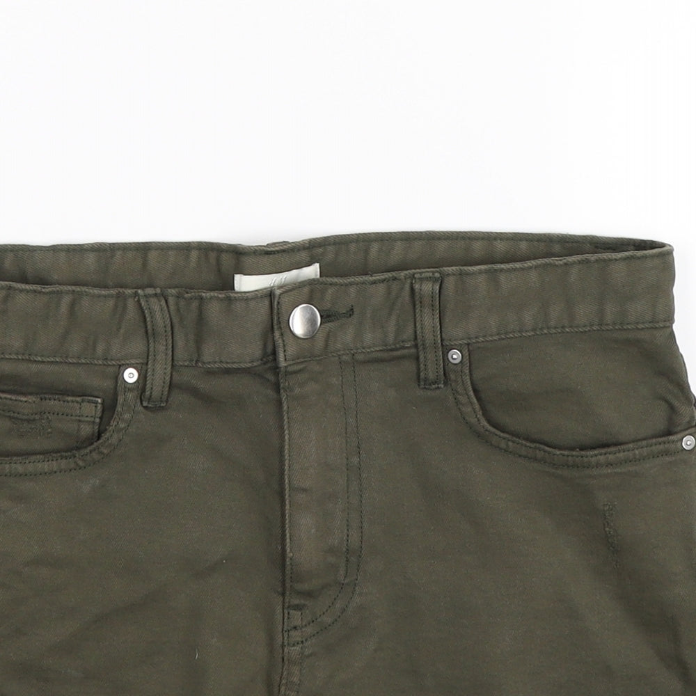 H&M Womens Green  Denim Hot Pants Shorts Size 8