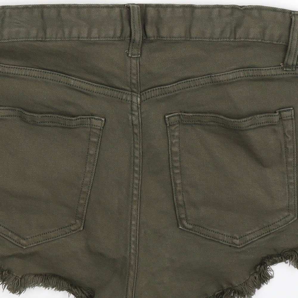 H&M Womens Green  Denim Hot Pants Shorts Size 8