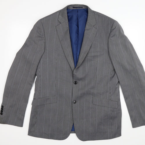 charles Gray Mens Blue Herringbone  Jacket Suit Jacket Size 42