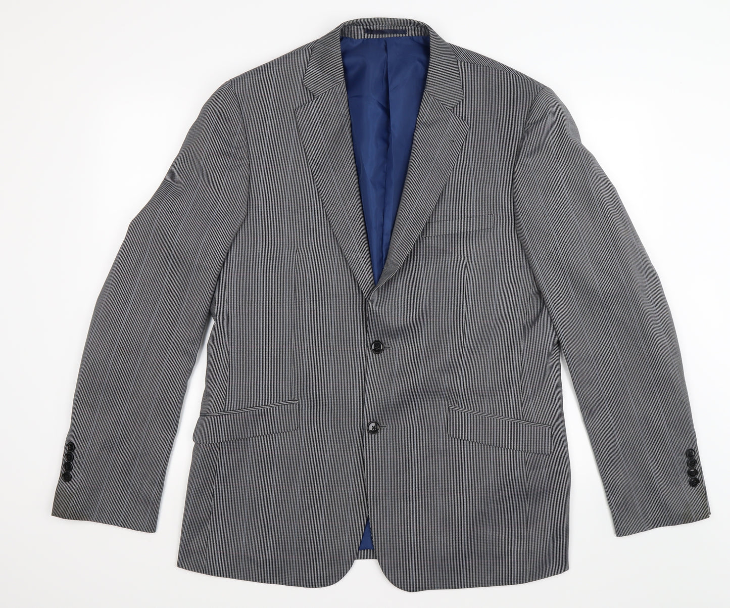 charles Gray Mens Blue Herringbone  Jacket Suit Jacket Size 42