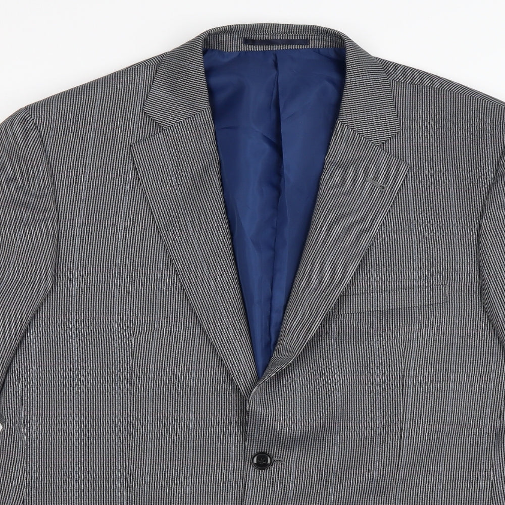 charles Gray Mens Blue Herringbone  Jacket Suit Jacket Size 42