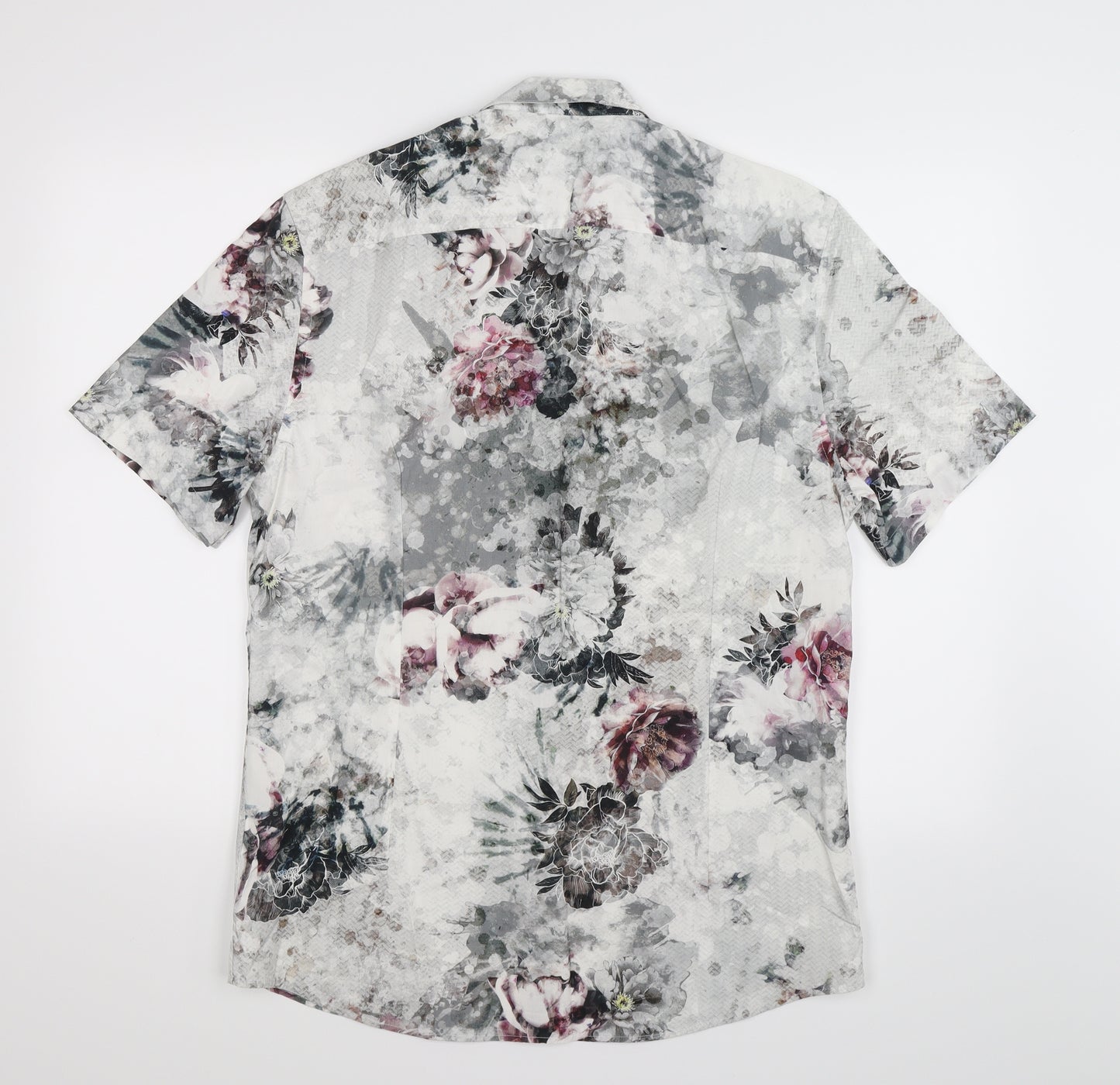 River Island Mens Grey Floral   Dress Shirt Size L