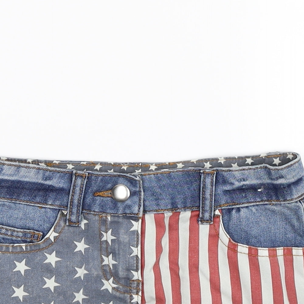 denim co Girls Blue Striped Denim Hot Pants Shorts Size 10-11 Years - AMERICAN FLAG