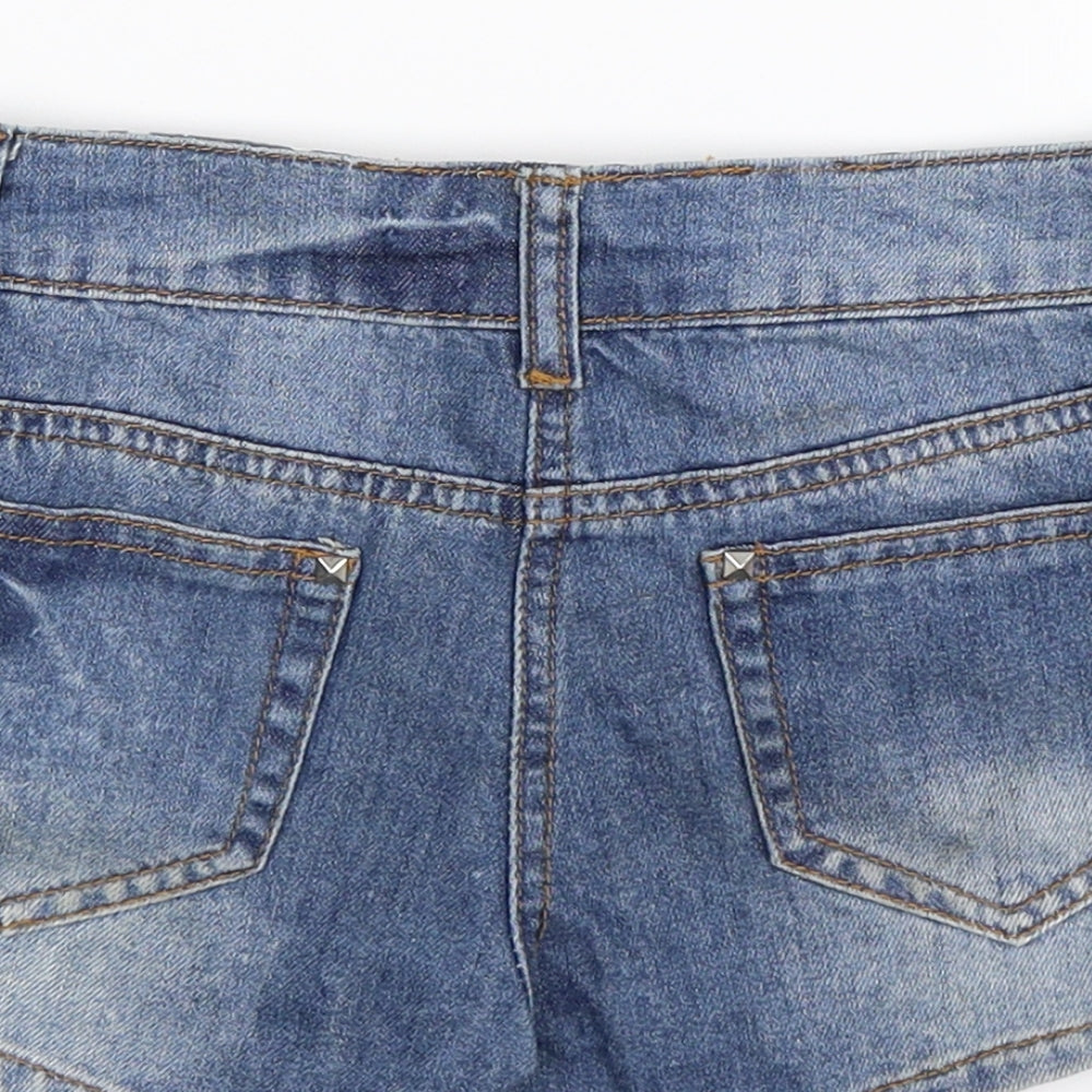 denim co Girls Blue Striped Denim Hot Pants Shorts Size 10-11 Years - AMERICAN FLAG