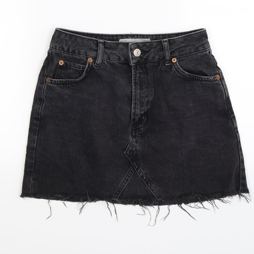 Topshop Womens Black  Denim Mini Skirt Size 8