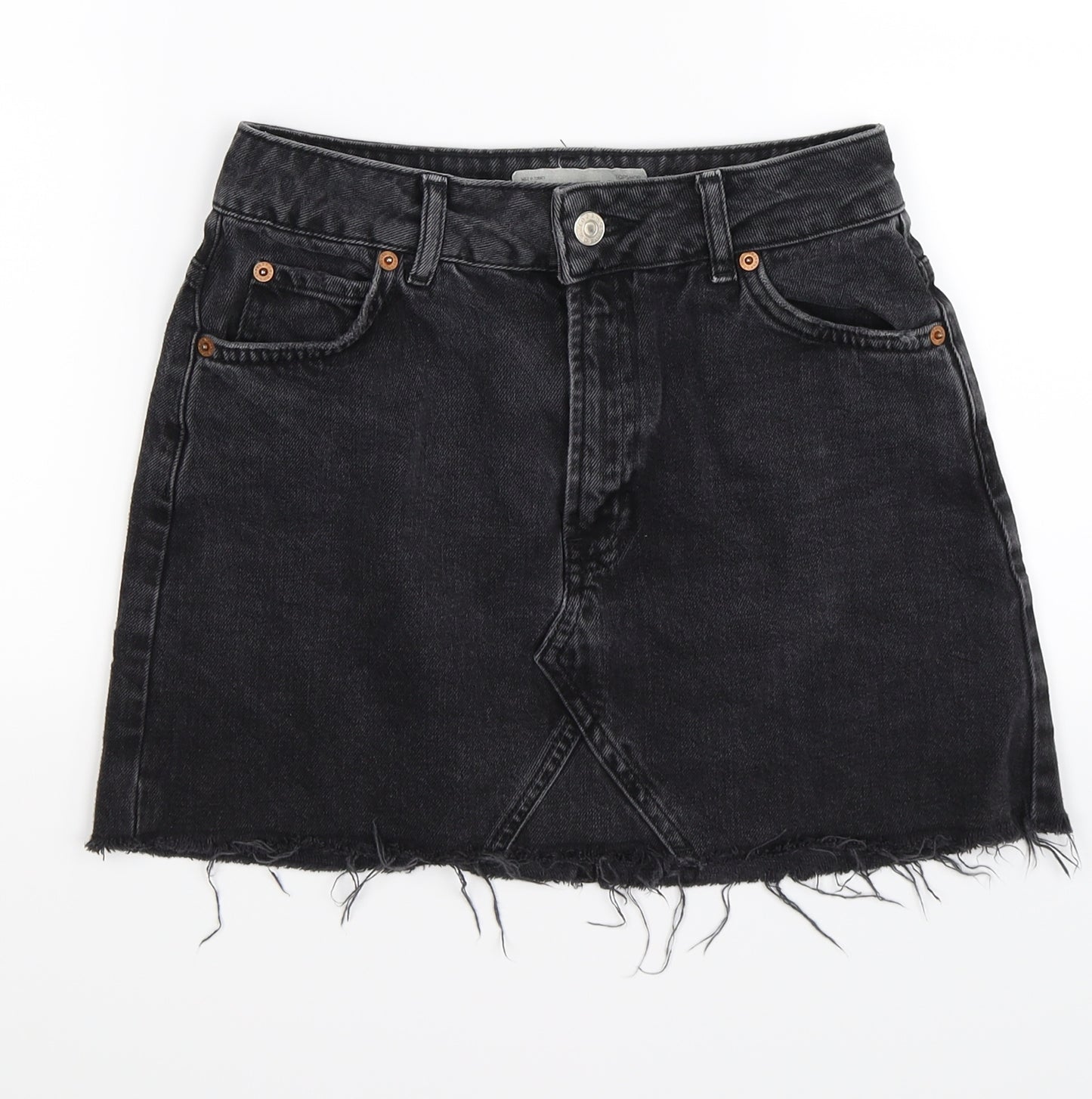 Topshop Womens Black  Denim Mini Skirt Size 8