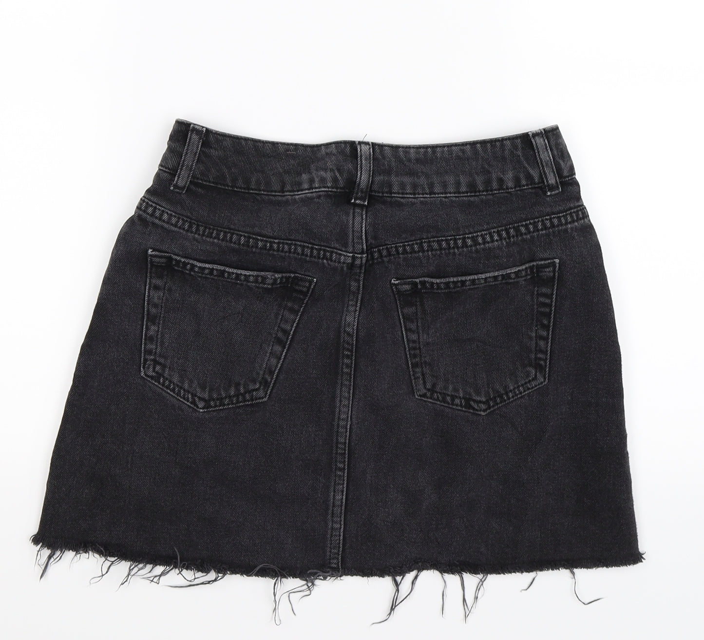 Topshop Womens Black  Denim Mini Skirt Size 8